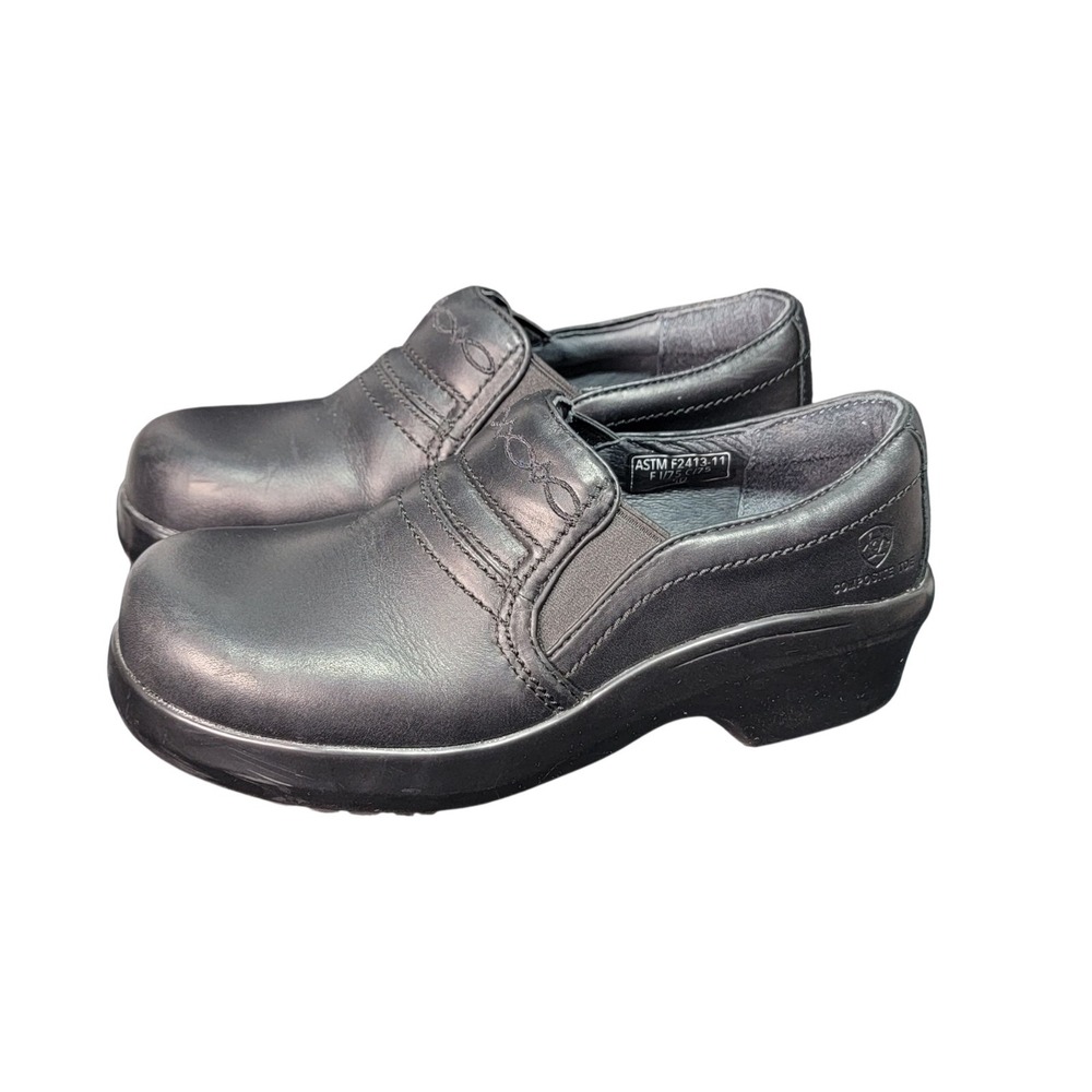 Ariat Expert Safety Clog Composite Toe Black Leather‎ Womens Size 7C